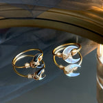 Buddha Stones Natural Tridacna Stone Moon 14K Gold Blessing Ring (Extra 30% Off | USE CODE: FS30)