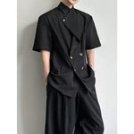 Asymmetrical Shoulder Pad Design Short-Sleeve Shirt