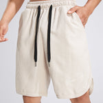 Men's waffle texture letter embroidered casual sports shorts
