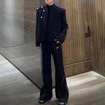 Heavily Beaded Diamond-encrusted Collarless Suit Jacket