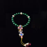 Buddha Stones Natural Green Agate Wrist Mala Success Charm Pocket Mala Car Decoration