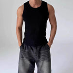 Heavyweight Ribbed Knit Tank Top Slim Fit Workout Gym Shirt