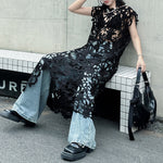 French Retro Hollow Lace Cover-up Dress