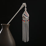 Buddha Stones Water Drop Lily of the Valley Flowers Tassels Confidence Hairpin