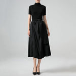 Drawstring High Waist Loose A-line Skirt