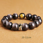 Buddha Stones 925 Sterling Silver Black Obsidian Gold Sheen Obsidian Silver Sheen Obsidian Yin Yang Protection Bracelet (Extra 35% Off | USE CODE: FS35)