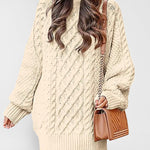 Zeagoo Women's Crewneck Long Sleeve Loose Oversized Cable Knit Chunky Pullover Short Sweater Dresses