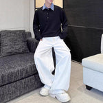 Striped Lapel Fake Two-Piece Loose POLO Shirt
