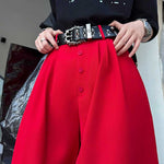 Scimitar Button Loose Casual Wide-leg Pants