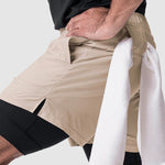 Men's fake two-piece multi-pocket quick-drying sports shorts