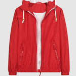 Men's Solid Color Waterproof Dual Pocket Zip Hooded Jacket