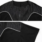 Women's Loose Drawstring Zipper T-shirt