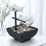 Buddha Stones Three Layers Waterfall Fountain Tabletop Lotus Ornaments With River Rocks Desktop Decoration