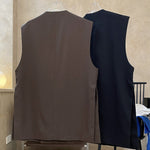 V-neck Oblique Button Loose Suit Vest