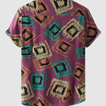 Men's Hawaiian Print Casual Resort Beach Short Sleeve Shirt