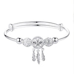 Buddha Stones Tibetan White Copper Blessing Dream Catcher Charm Bracelet