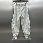 Loose-fitting Curved Elastic Waist Casual Pants