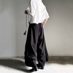 Retro Irregular Drape Wide-leg Trousers