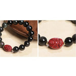 Buddha Stones Chinese Zodiac Natal Buddha Natural Black Obsidian Cinnabar Purification Bracelet (Extra 35% Off | USE CODE: FS35)