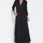 Zeagoo Women's Casual Solid Color Long Sleeve V-neck Maxi Dress