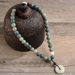 Buddha Stones Cyan Bodhi Seed Lotus Jade Peace Buckle Wisdom Double Wrap Bracelet