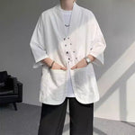Diagonally Buttoned Loose Cardigan Shirt