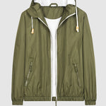 Men's Solid Color Waterproof Dual Pocket Zip Hooded Jacket
