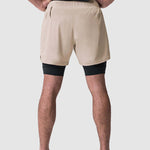 Men's fake two-piece multi-pocket quick-drying sports shorts