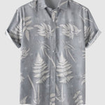 Men's Botanical Print Buttoned Casual Short Sleeve Shirt