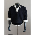 V-neck Striped Knit Cardigan