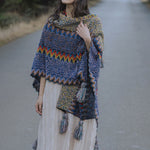 Buddha Stones Tibetan Shawl Soft Warm Knitting Cloak Winter Tibetan Tassel Scarf