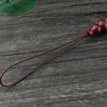 Buddha Stones Green Sandalwood Ebony Wood Gourd Seven Layer Pagoda Positive Phone Hanging Decoration