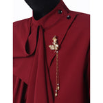 Vintage Mock-Neck Shirt with Scarf-Style Tie Detail