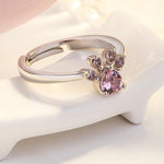 Rose Gold Paw Jewelry Set – 4 Pieces with Zirconia Heart (Ring, Necklace, Earrings, Bracelet)