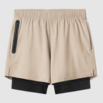Men's fake two-piece multi-pocket quick-drying sports shorts
