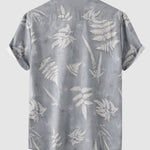Men's Botanical Print Buttoned Casual Short Sleeve Shirt