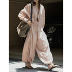 Women's Casual Tencel Wide-Leg Elastic Waist Jumpsuit