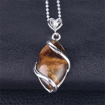 Buddha Stones Marquise Pattern Natural Crystal Stone Charm Necklace Pendant