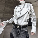 Stand Collar Spray-painted Knitted Sweater