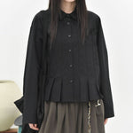 Women's 3D Patchwork Floral Print Pleated Hem Shirt
