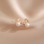 Buddha Stones 18k Gold Plated Pearl Butterfly Love Freedom Stud Earrings