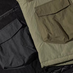 Color-blocked Crew Neck Quilted Cotton Coat