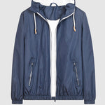 Men's Solid Color Waterproof Dual Pocket Zip Hooded Jacket