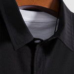 Men's solid color lapel button down casual short sleeve shirt