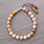 Buddha Stones Weathered Stone Om Mani Padme Hum Strengthen Bracelet