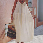 Zeagoo Women's Casual Thin Beach Dress Solid Color Loose Spaghetti Strap Swing Dress