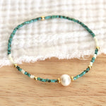 Minimal Turquoise and Pearl Bracelet