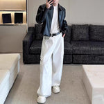 Padded Lapel Leather Jacket