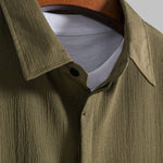Men's Cotton Linen Lapel Short Sleeve Shirt