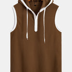 Contrast Waffle Half Open Hooded Vest